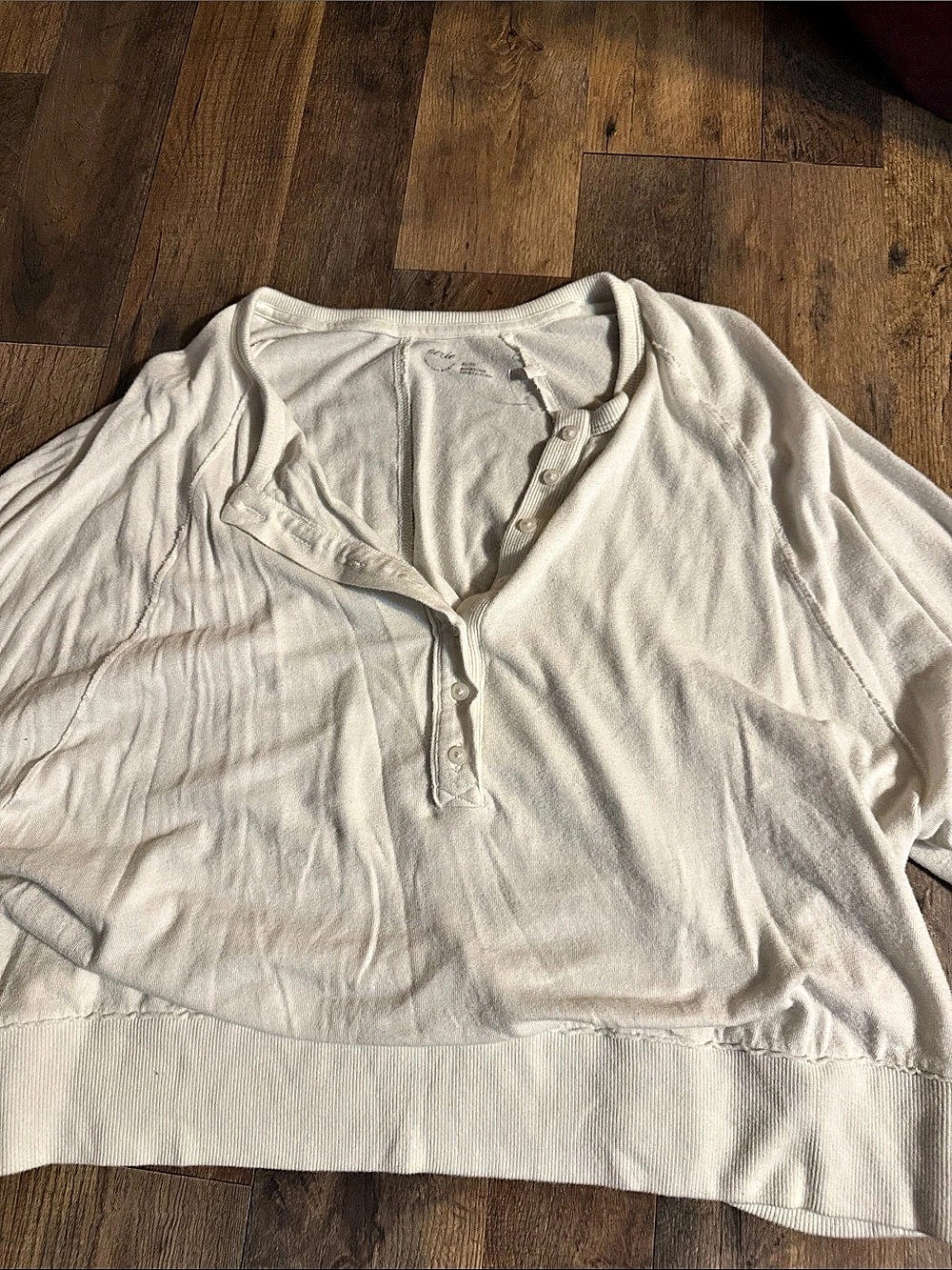 Aerie Long Sleeve Henley in White Size xl22